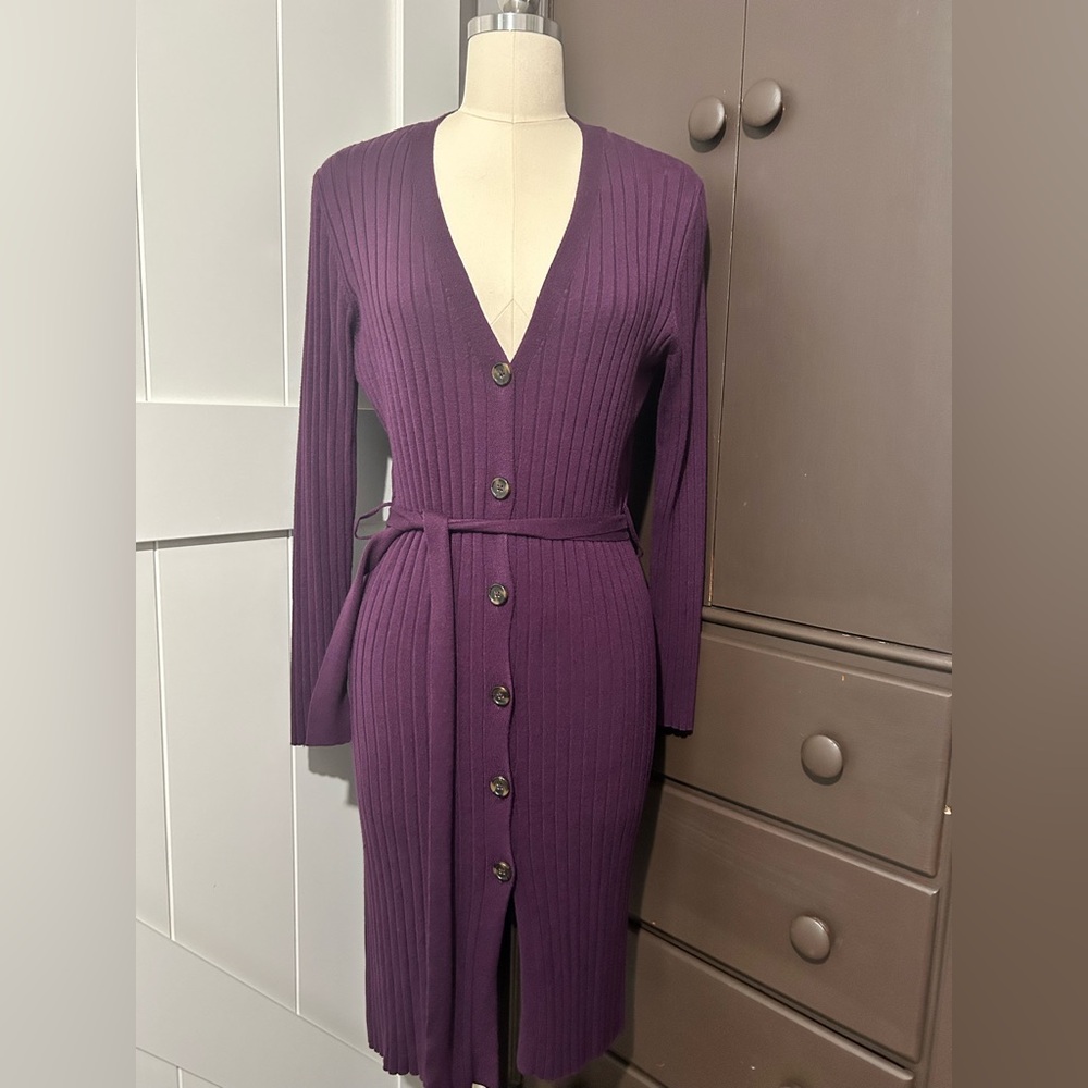 Time and Tru Deep Purple Long Sleeve Duster Cardigan